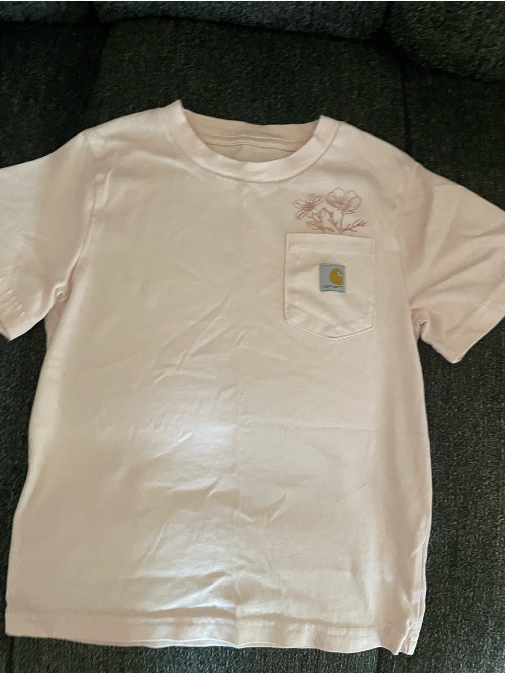 Carhartt Kids' Light Pink Pocket Tee with Floral Detail